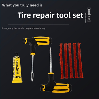 Gumi javító készlet autókhoz, motorkerékpárokhoz és elektromos kerékpárokhoz tubeless javításhoz, gyorsan kötő ragasztó folyadékkal