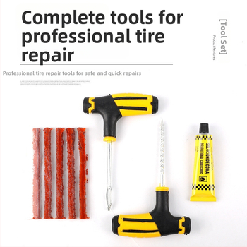 Gumi javító készlet autókhoz, motorkerékpárokhoz és elektromos kerékpárokhoz tubeless javításhoz, gyorsan kötő ragasztó folyadékkal