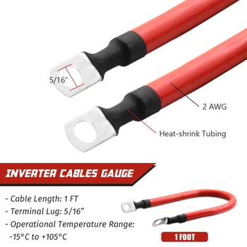 Univerzalni baterijski kabel 2 AWG s priključcima, kabel s priključcima na obje dvije strane, prilagodljivi baterijski inverter