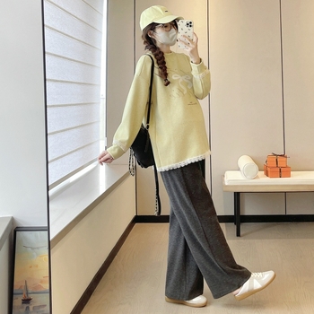 Бременна блуза-рокля със лотосова яка, ръкав 3/4, акрилна материя, основен състав 95%+, стил уличен трендсетър