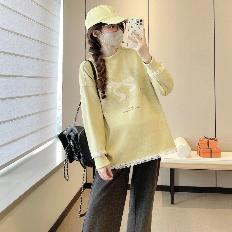 Бременна блуза-рокля със лотосова яка, ръкав 3/4, акрилна материя, основен състав 95%+, стил уличен трендсетър