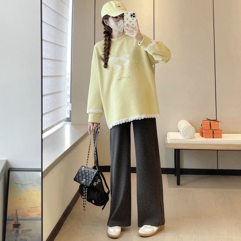 Бременна блуза-рокля със лотосова яка, ръкав 3/4, акрилна материя, основен състав 95%+, стил уличен трендсетър