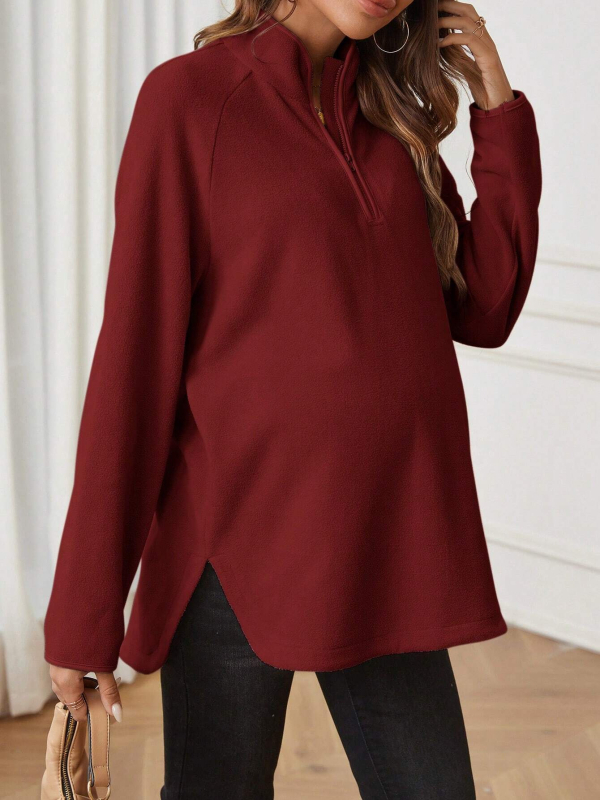 Nėštų moterų marškinėliai su stovinčia apykakle, ilgos rankovės, laisvas kirpimas, poliesteris/elastonas