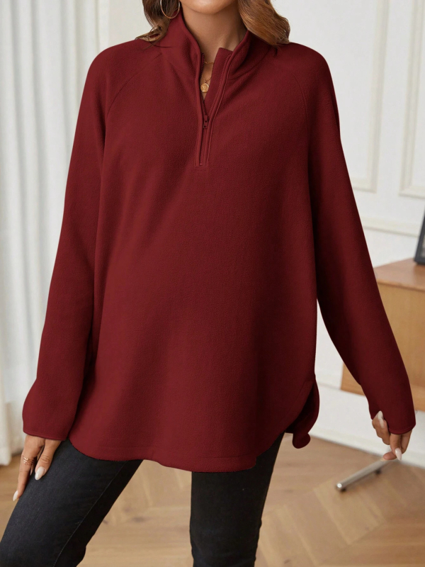 Nėštų moterų marškinėliai su stovinčia apykakle, ilgos rankovės, laisvas kirpimas, poliesteris/elastonas