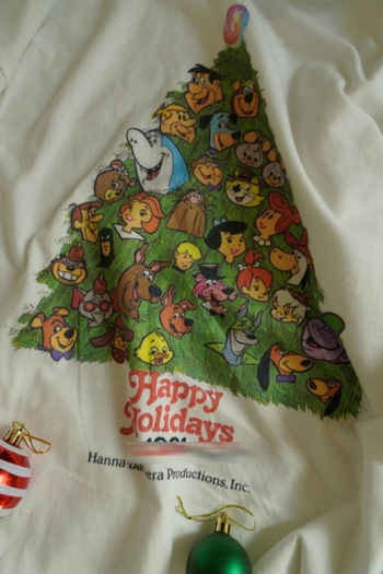 Bavlnené tričko s kruhovým výstrihom, krátke rukávy, potlač stromčeka, voľný strih