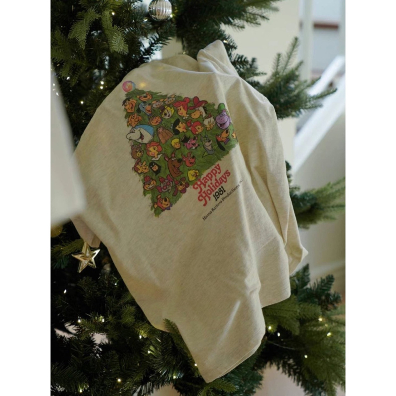 Bavlnené tričko s kruhovým výstrihom, krátke rukávy, potlač stromčeka, voľný strih