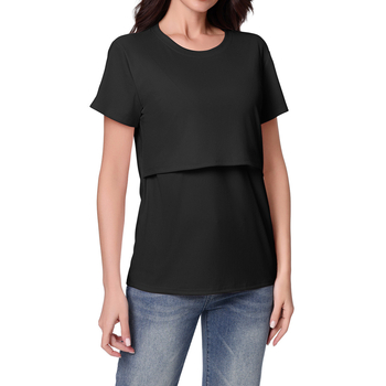 Mātīšanas T-krekls ar īsām piedurknēm, apaļš kakls, vidēja garuma, poliester ar līdz 30% elastānu, >95% poliester, zīdīšanas atvere