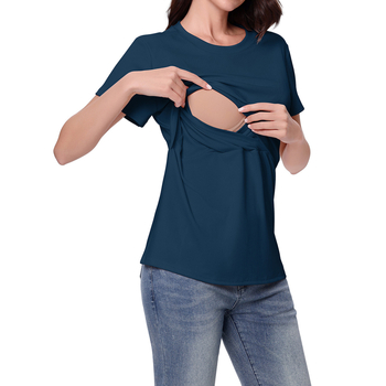 Mātīšanas T-krekls ar īsām piedurknēm, apaļš kakls, vidēja garuma, poliester ar līdz 30% elastānu, >95% poliester, zīdīšanas atvere