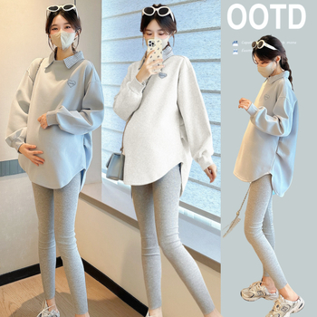 Nėščiosioms skirta kapucinė su polo apykakle, laisvas kirpimas, ilgis 80–100 cm, triacetato mišinys 80–90%