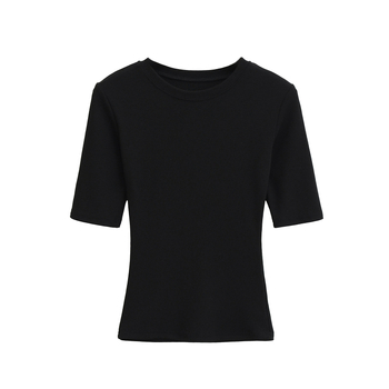 Slim-fit bavlnené tričko s okrúhlym výstrihom, krátke rukávy, zmes bavlny a elastanu (80–90% bavlna, <30% elastan) – Leto 2025