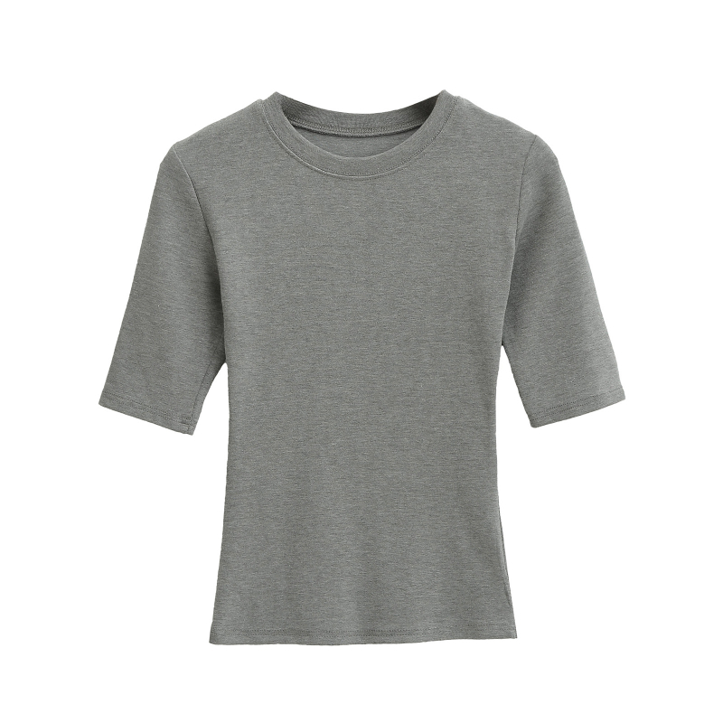 Slim-fit bavlnené tričko s okrúhlym výstrihom, krátke rukávy, zmes bavlny a elastanu (80–90% bavlna, <30% elastan) – Leto 2025