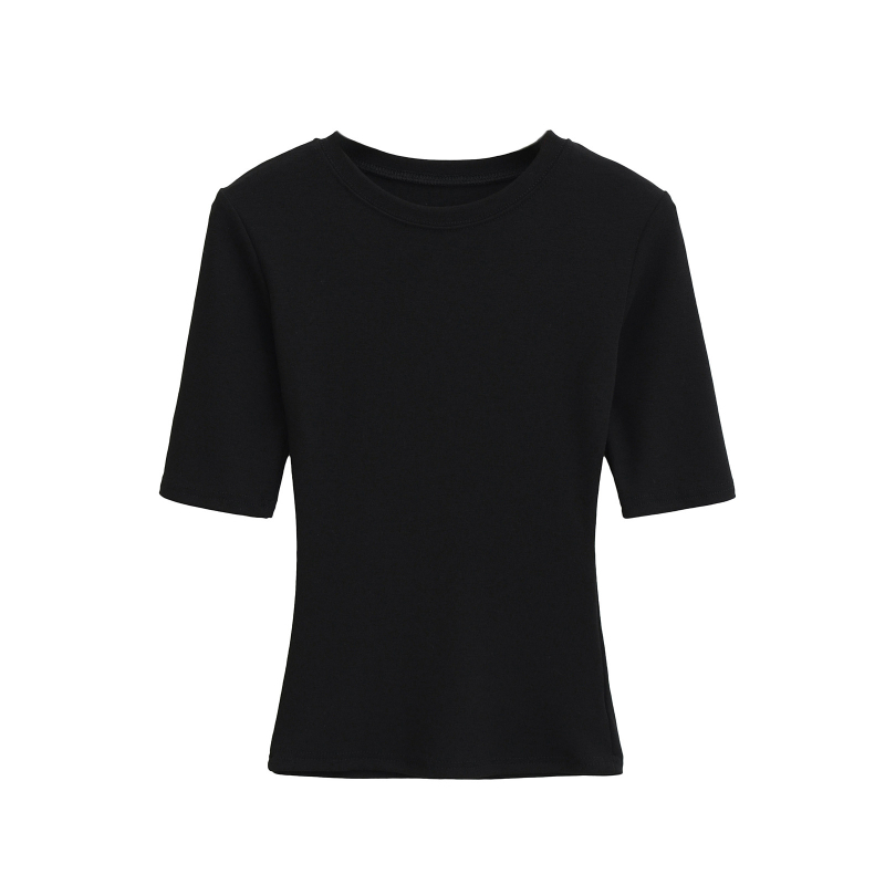 Slim-fit bavlnené tričko s okrúhlym výstrihom, krátke rukávy, zmes bavlny a elastanu (80–90% bavlna, <30% elastan) – Leto 2025