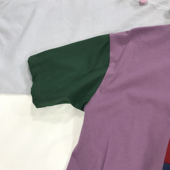 T-shirt s geometrijskim vezom, pamuk, kratki rukav, okrugli izrez, Harajuku stil