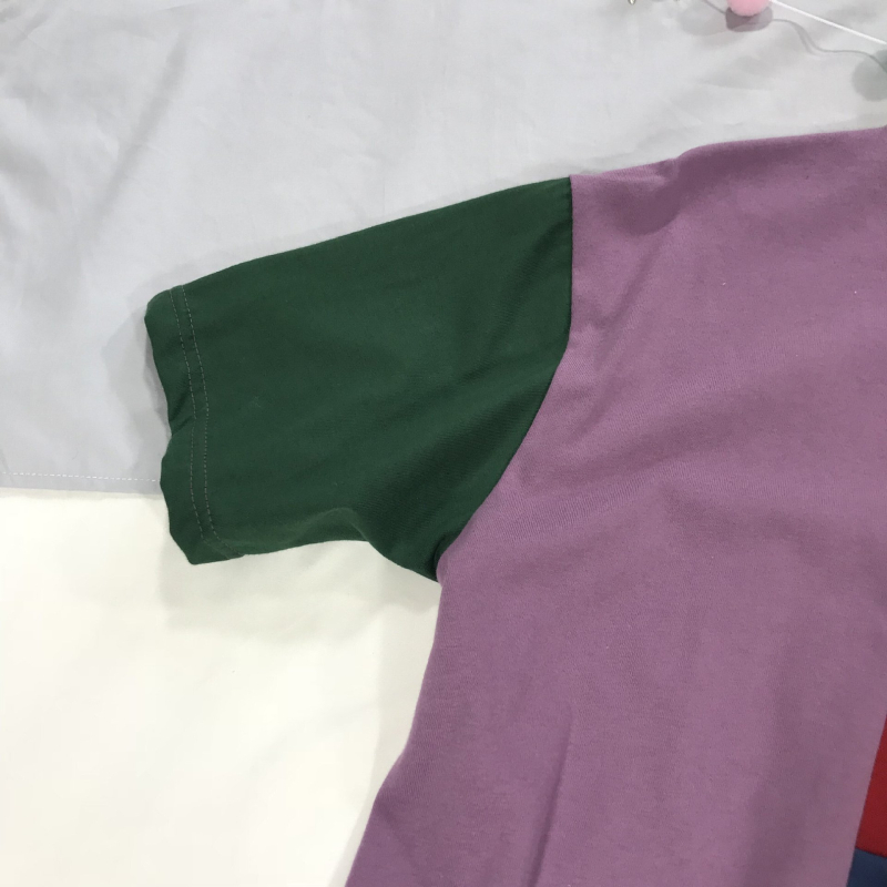 T-shirt s geometrijskim vezom, pamuk, kratki rukav, okrugli izrez, Harajuku stil