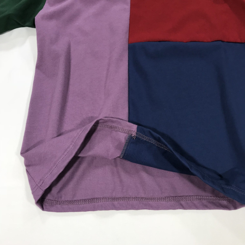 T-shirt s geometrijskim vezom, pamuk, kratki rukav, okrugli izrez, Harajuku stil
