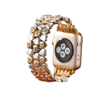 Apple Watch širdies formos metalinė juosta – prabangus cinko lydinys, elastinė metalinė juosta, nerūdijančio plieno jungtis, užsegimas vienu apskritimu