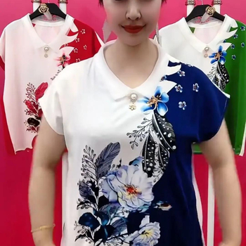 T‑shirt από chenille με γιακά πόλο, μανίκι πριγκιπικό, Άνοιξη 2023