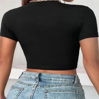 Poliesterski cropped T-shirt s 3D otiskom, kružni izrez, kratki rukavi, ultra kratka duljina