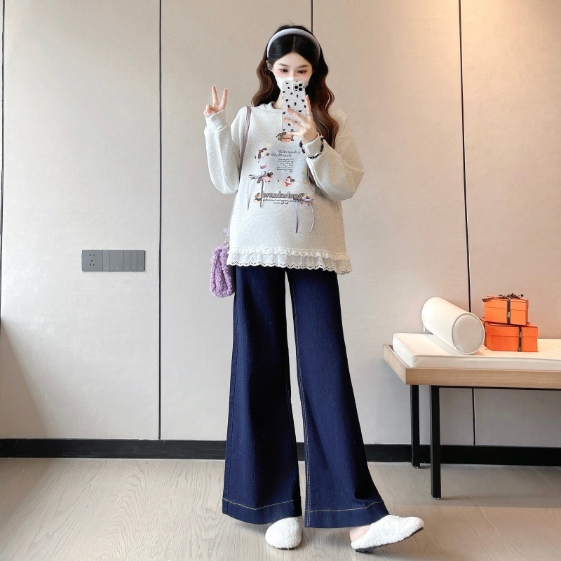 Nėščiųjų palaidinė su ilgu rankovėm, fliso pamušalas, medvilnės-poliesterio audinys, ruduo–žiema 2025