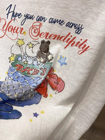 T-shirt s printsom medvjeda u korejskom stilu, okrugli izrez, kratki rukavi, pamuk-poliester smjesa, opušteni kroj, ljeto 2025