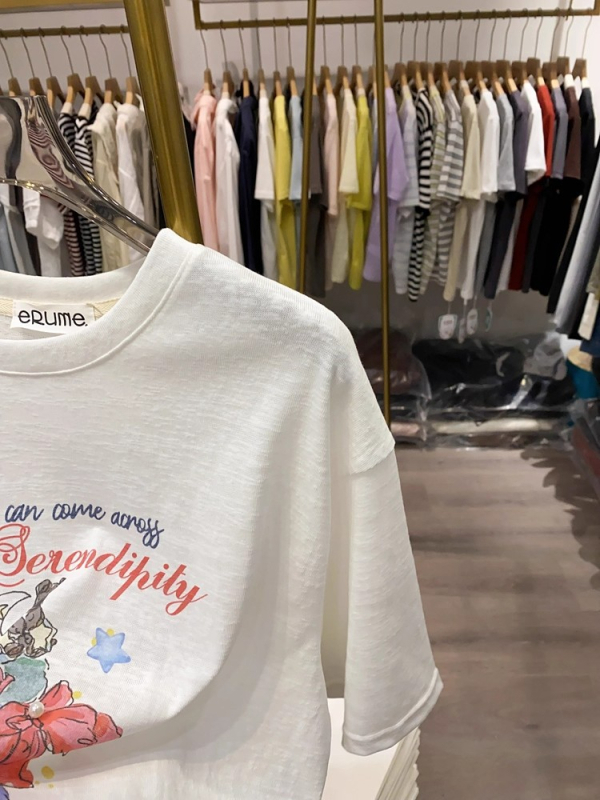 T-shirt s printsom medvjeda u korejskom stilu, okrugli izrez, kratki rukavi, pamuk-poliester smjesa, opušteni kroj, ljeto 2025