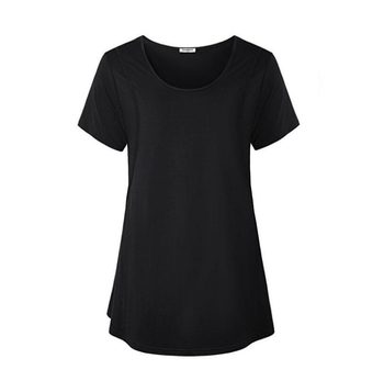 Žindymo topas su apvaliu kaklu, trumpomis rankovėmis, vidutinio ilgio 65–80 cm, modalinis audinys su organine medvilne, maitinančiam įdūrimu