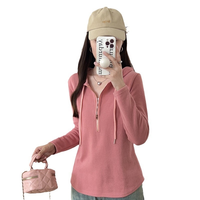 Po gimdymo žindymo marškinėliai su gobtuvu ir ilgomis rankovėmis, dryžuotas raštas, medvilnės-kapoko mišinys, vidutinio ilgio 65–80 cm