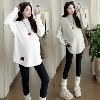 Nėščiųjų puloverinis topas, poliesteris 80–90%, apvali kaklo linija, 9/10 rankovė, laisvas kirpimas