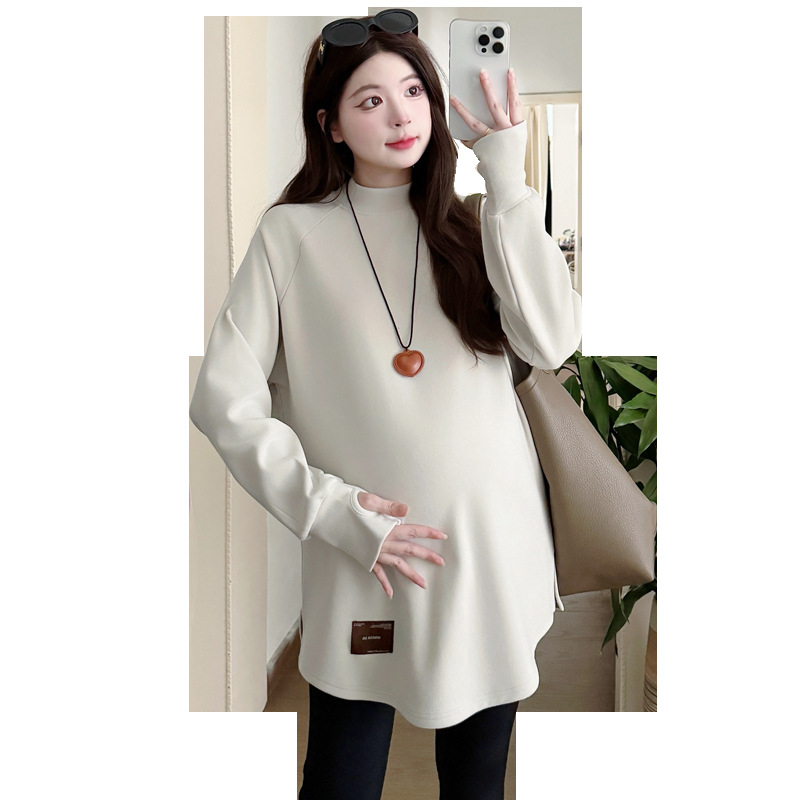 Nėščiųjų puloverinis topas, poliesteris 80–90%, apvali kaklo linija, 9/10 rankovė, laisvas kirpimas