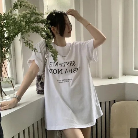 Ženski T‑shirt s kratkim rukavima, slobodan kroj, okrugli izrez, kreativni uzorak, ljeto 2023