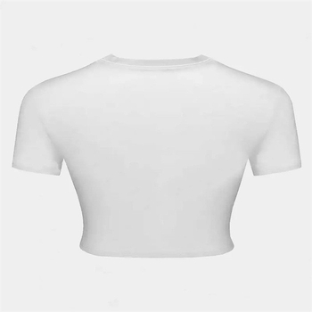 Poliészter póló 3D nyomattal, kerek nyakú, rövid ujjú, ultra rövid hossz