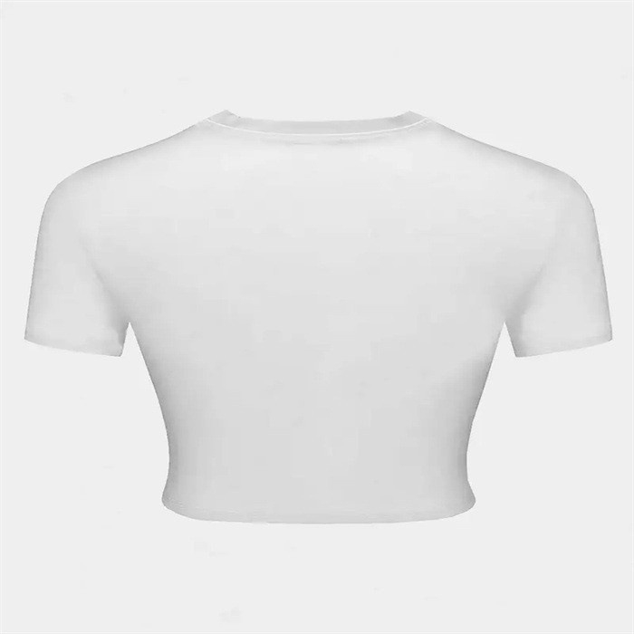 Poliészter póló 3D nyomattal, kerek nyakú, rövid ujjú, ultra rövid hossz