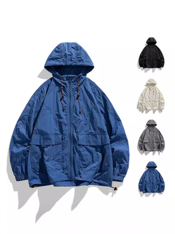 Kapucnival ellátott szélkabát UV-védelemmel, könnyű nylon-keverék anyag, laza szabású, fiataloknak