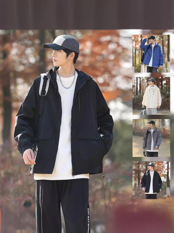 Kapucnival ellátott szélkabát UV-védelemmel, könnyű nylon-keverék anyag, laza szabású, fiataloknak