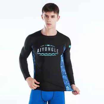 AIYONGLE muški najlonski wetsuit za surfanje, dugi rukav, brzo suši, uzorak usklađivanja boja, ljeto