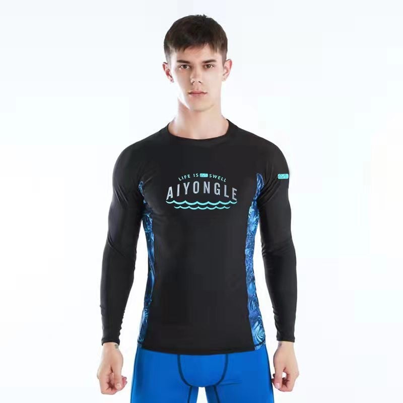 AIYONGLE muški najlonski wetsuit za surfanje, dugi rukav, brzo suši, uzorak usklađivanja boja, ljeto