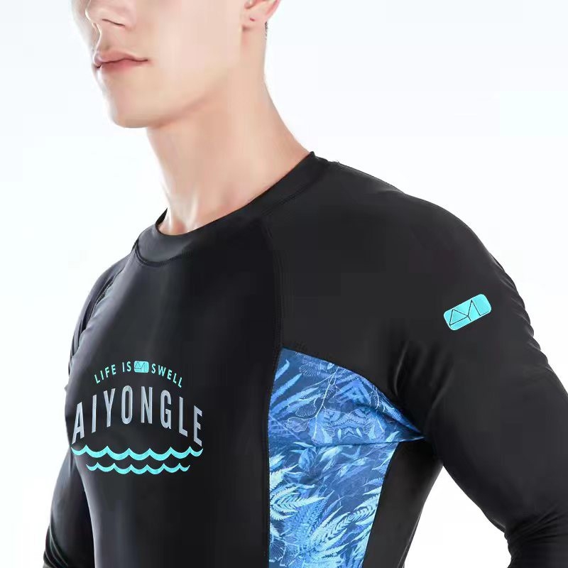 AIYONGLE muški najlonski wetsuit za surfanje, dugi rukav, brzo suši, uzorak usklađivanja boja, ljeto