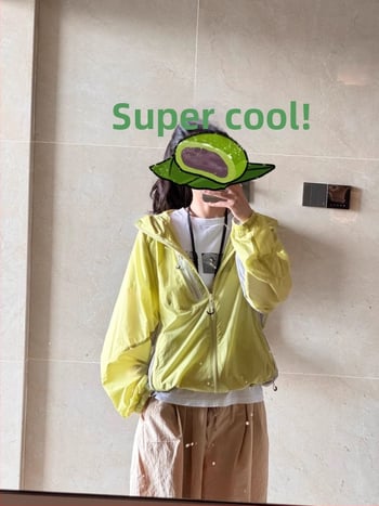 Vékony nylon anyagú kültéri napsütésvédő dzseki, laza szabás, cipzár, kreatív nyomás, beépített zseb