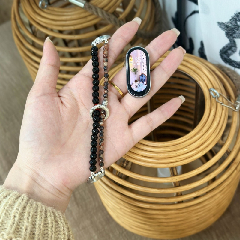 Karoliukų nailoninis pintas diržas Mi Band 8 su sagtimi, madinga, suderinama su Mi Band 8 bei 7/6/5/4/3 NFC