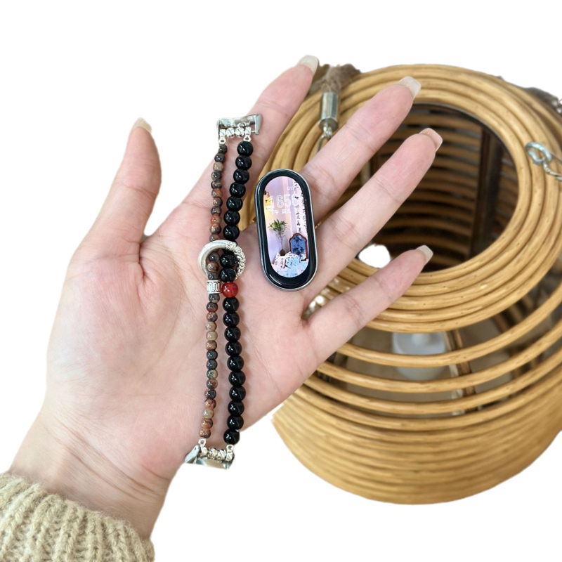 Karoliukų nailoninis pintas diržas Mi Band 8 su sagtimi, madinga, suderinama su Mi Band 8 bei 7/6/5/4/3 NFC