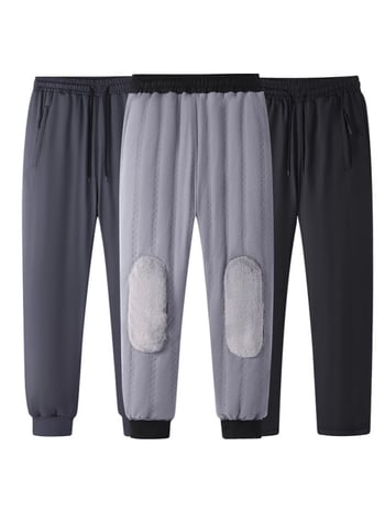 Muške hlače za trening s flis podstavom, ravni kroj, srednji obim struka (Glavni materijal: 100% poliester; Podstava: poliester; Debljina: fleece; Struk: srednji obim)