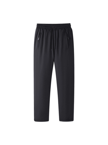 Muške hlače za trening s flis podstavom, ravni kroj, srednji obim struka (Glavni materijal: 100% poliester; Podstava: poliester; Debljina: fleece; Struk: srednji obim)