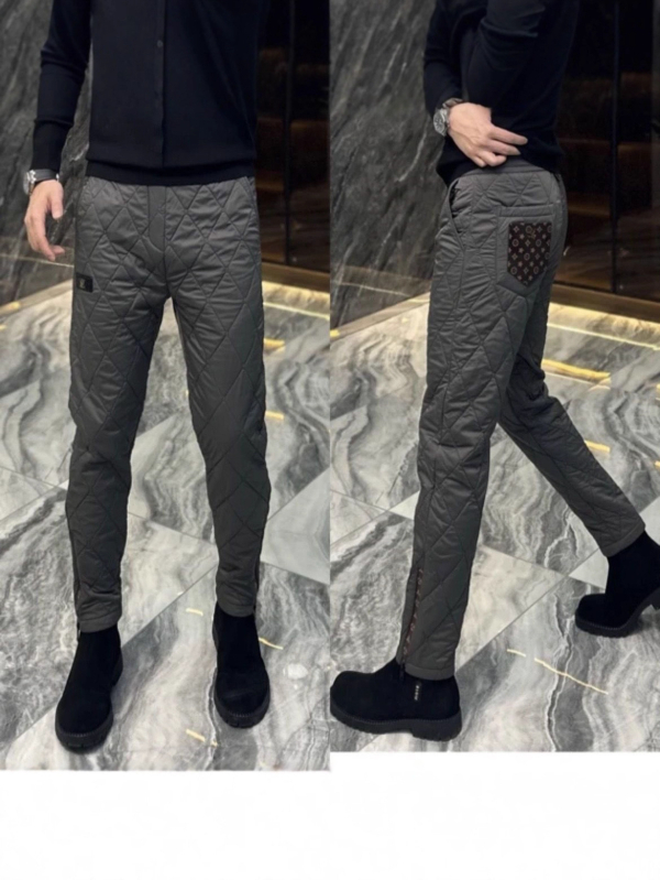 Muške quiltirane pamukaste hlače, ravni kroj, srednji pojas, zima