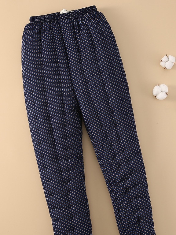 Мъжки панталони от памучна смес, дебели за зима, висока талия, права кройка, за домашна употреба