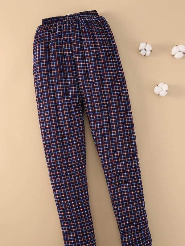 Мъжки панталони от памучна смес, дебели за зима, висока талия, права кройка, за домашна употреба