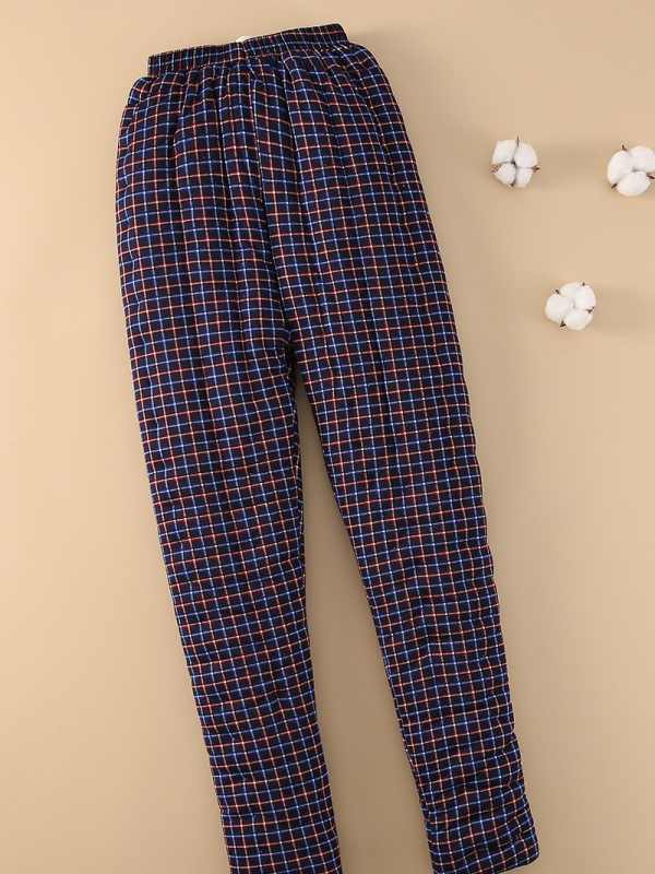 Мъжки панталони от памучна смес, дебели за зима, висока талия, права кройка, за домашна употреба