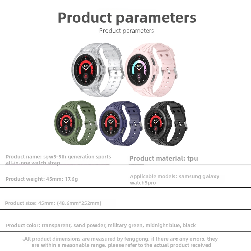 Priehľadný športový remienok pre Samsung Galaxy Watch5 Pro, 45 mm