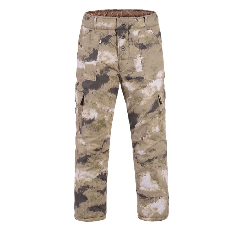 Muške zimske pamučne hlače s kamuflažom, ravni kroj, visok struk, punjenje od svile i pamuka