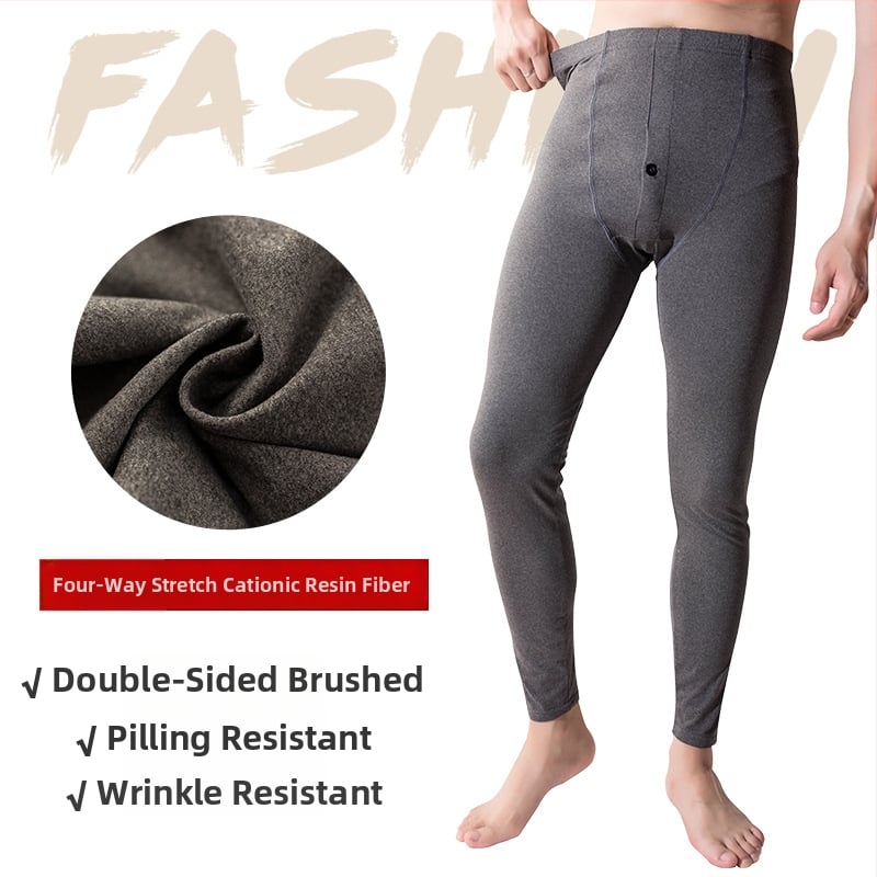 Vyrinės šiltos velūro termo kelnės, trumpesnio ilgio, vienos spalvos, 70–80% poliesterio