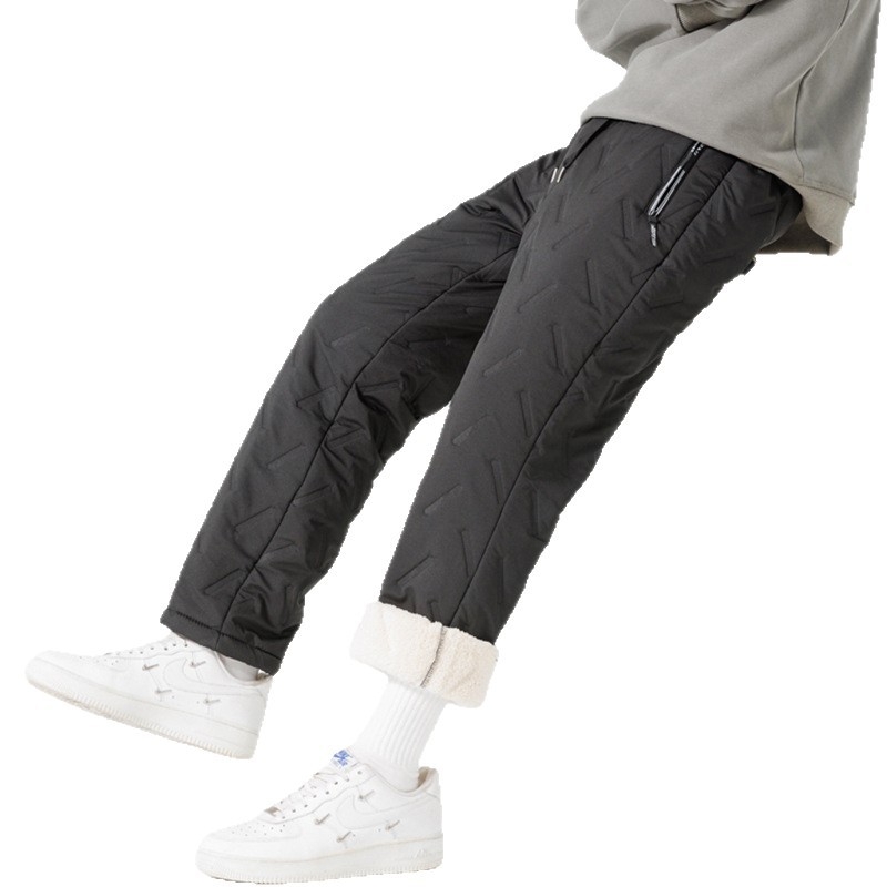 Muške hlače s fleec-podstavom, ravnog kroja, zimske; punilo: imitacija svile i pamuka; tkanina: poliester; podstava: 100% poliester